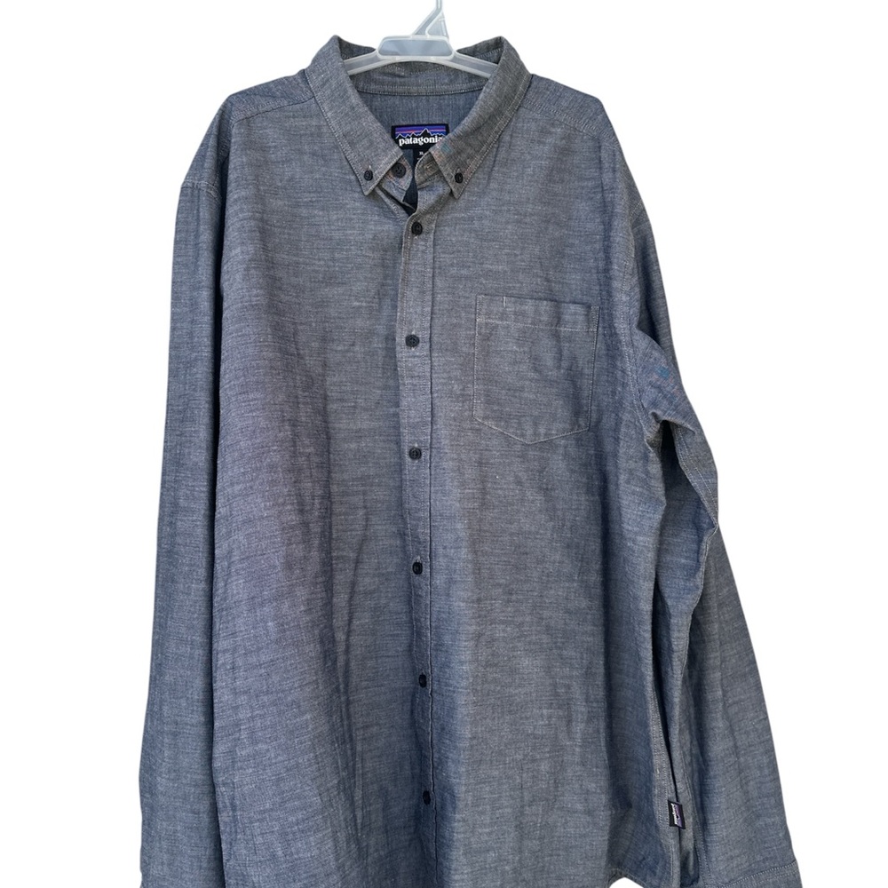 Patagonia Organic Cotton Chambray Button Down Shirt Mens XL Carbon Gray